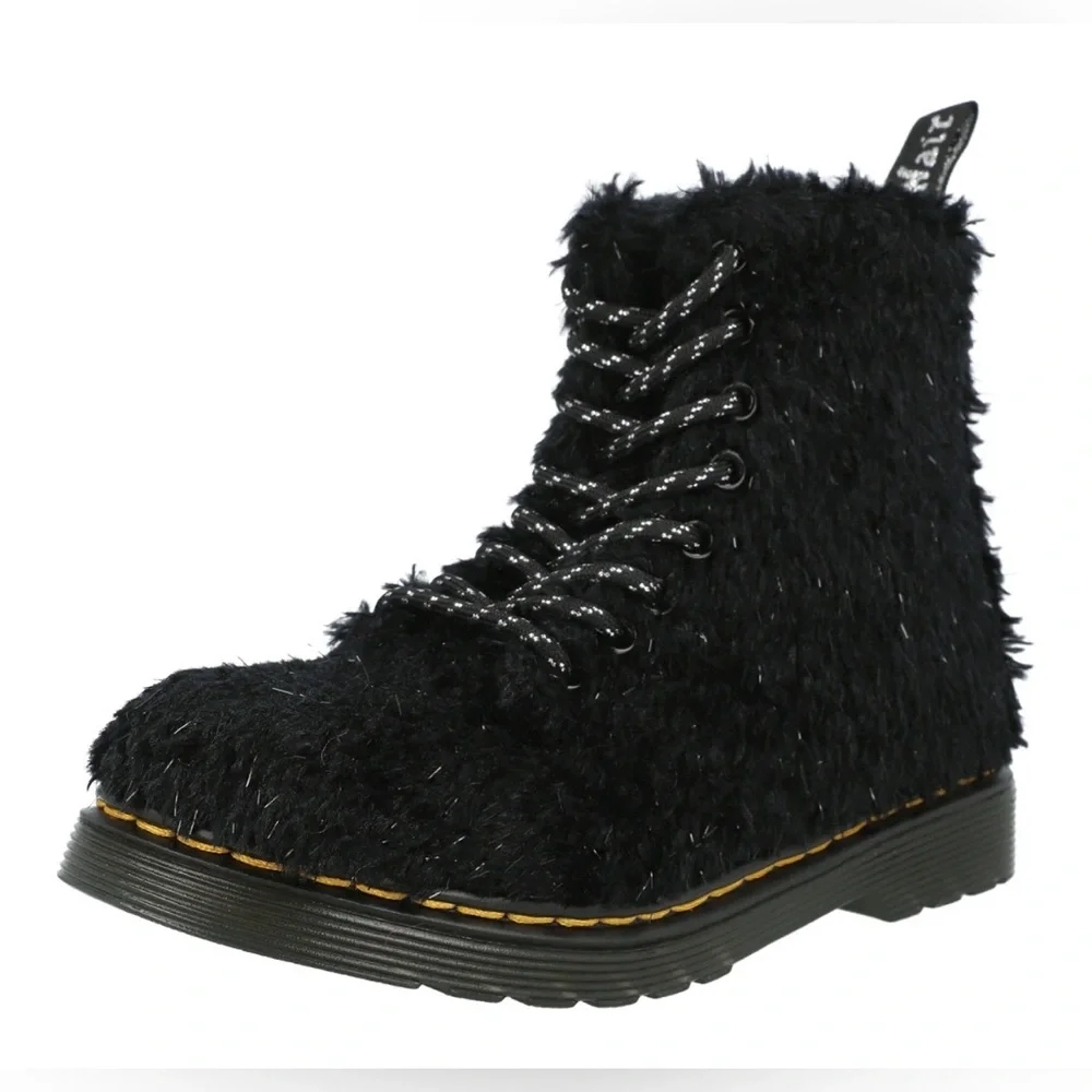 Dr. Martens 1460 Pascal Boots Kids‎ Size 12 Black Shearling Fur